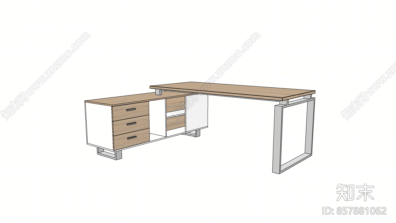 现代风格书桌椅组合SU模型下载【ID:857881062】