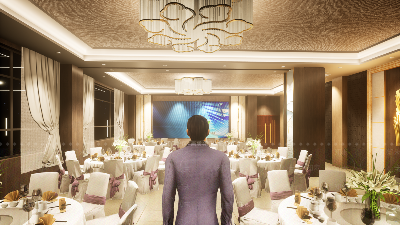 现代风格中餐厅SU模型下载【ID:957897055】