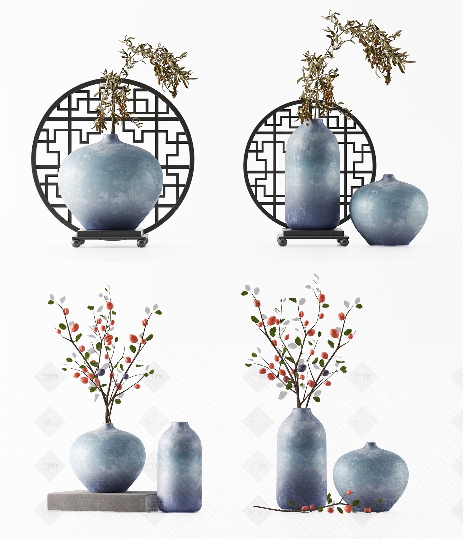 新中式青花瓷瓶3D模型下载【ID:957932128】