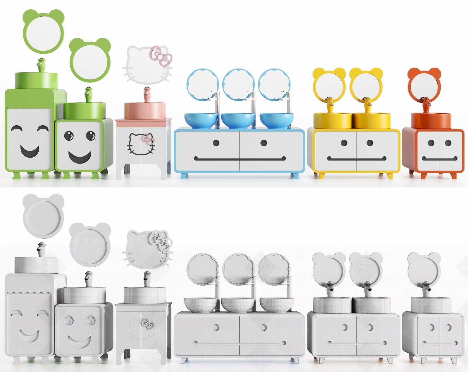 北欧儿童洗脸台3D模型下载【ID:757945756】