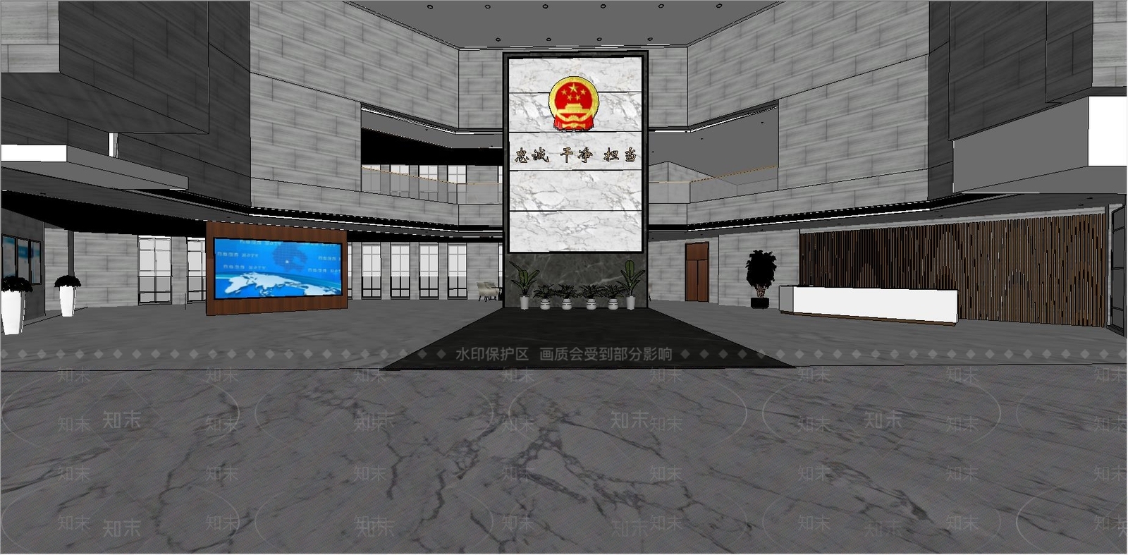 现代风格政府大厅SU模型下载【ID:257948907】