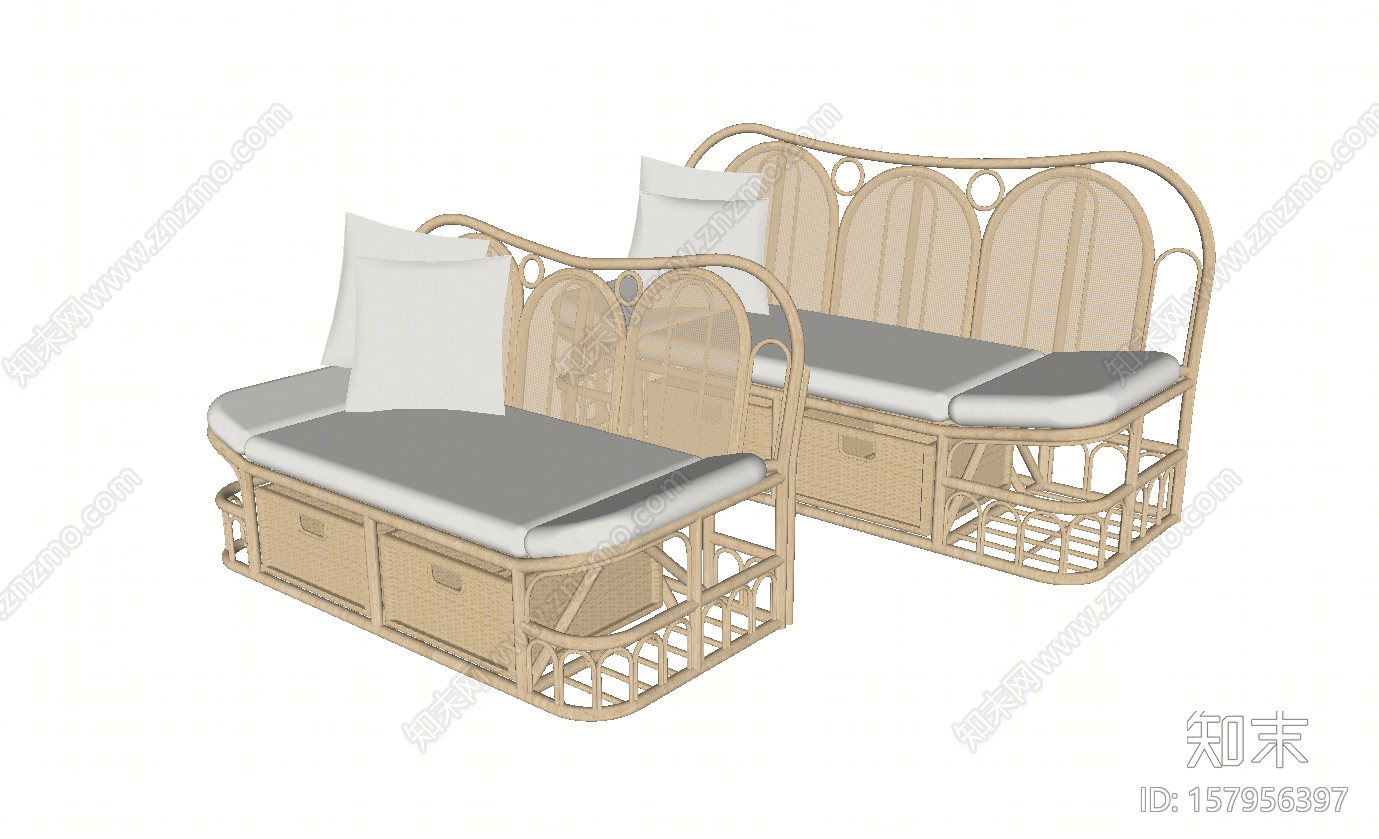 现代风格户外沙发SU模型下载【ID:157956397】