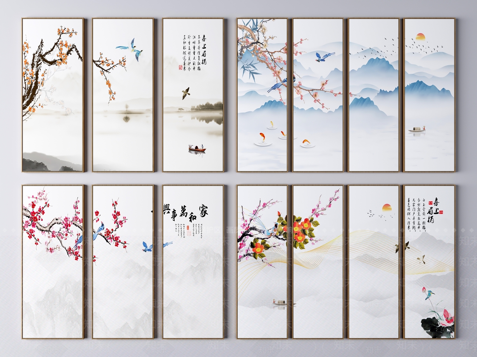 新中式花鸟国画3D模型下载【ID:157958028】