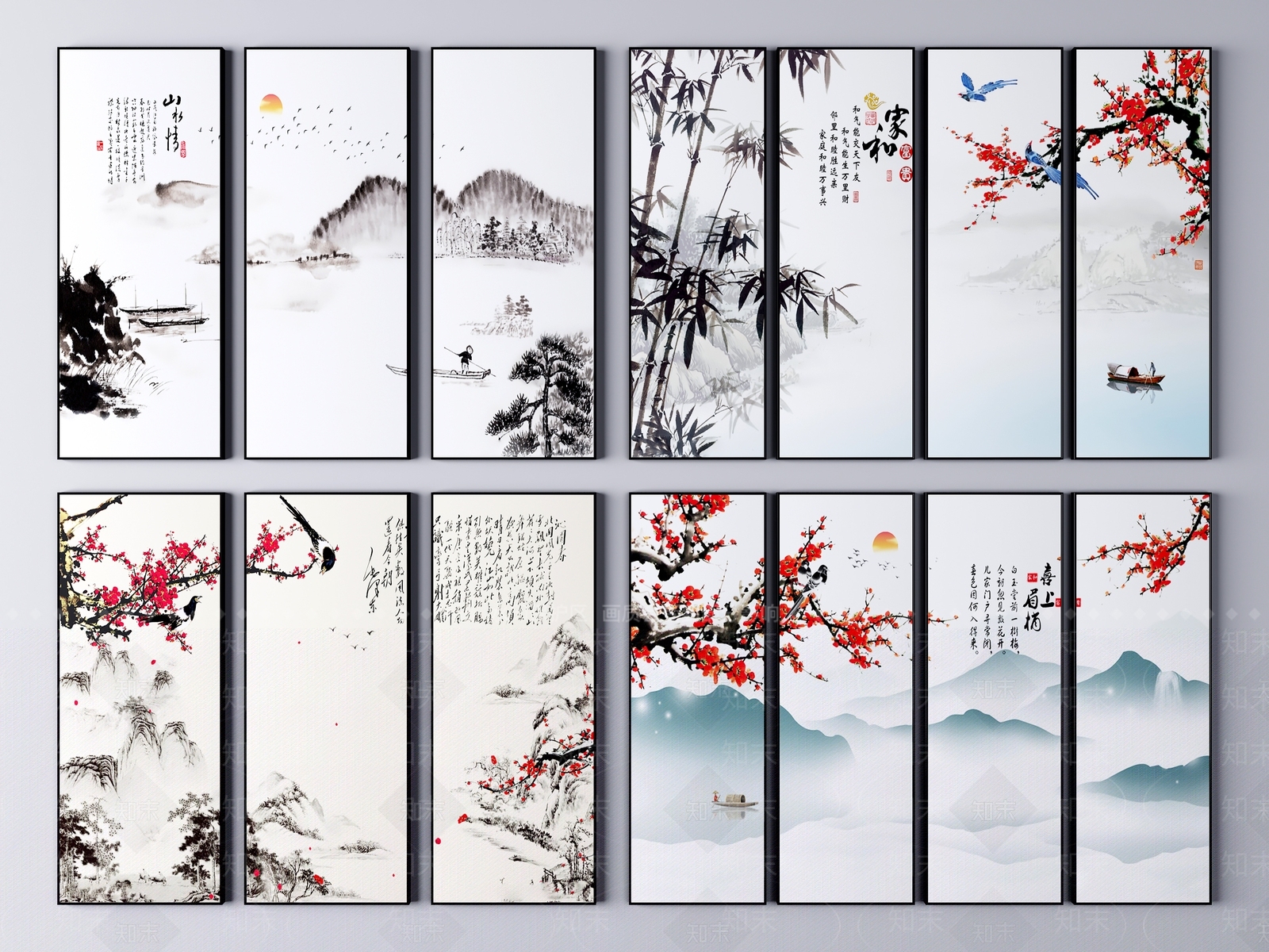 新中式花鸟国画3D模型下载【ID:157958033】