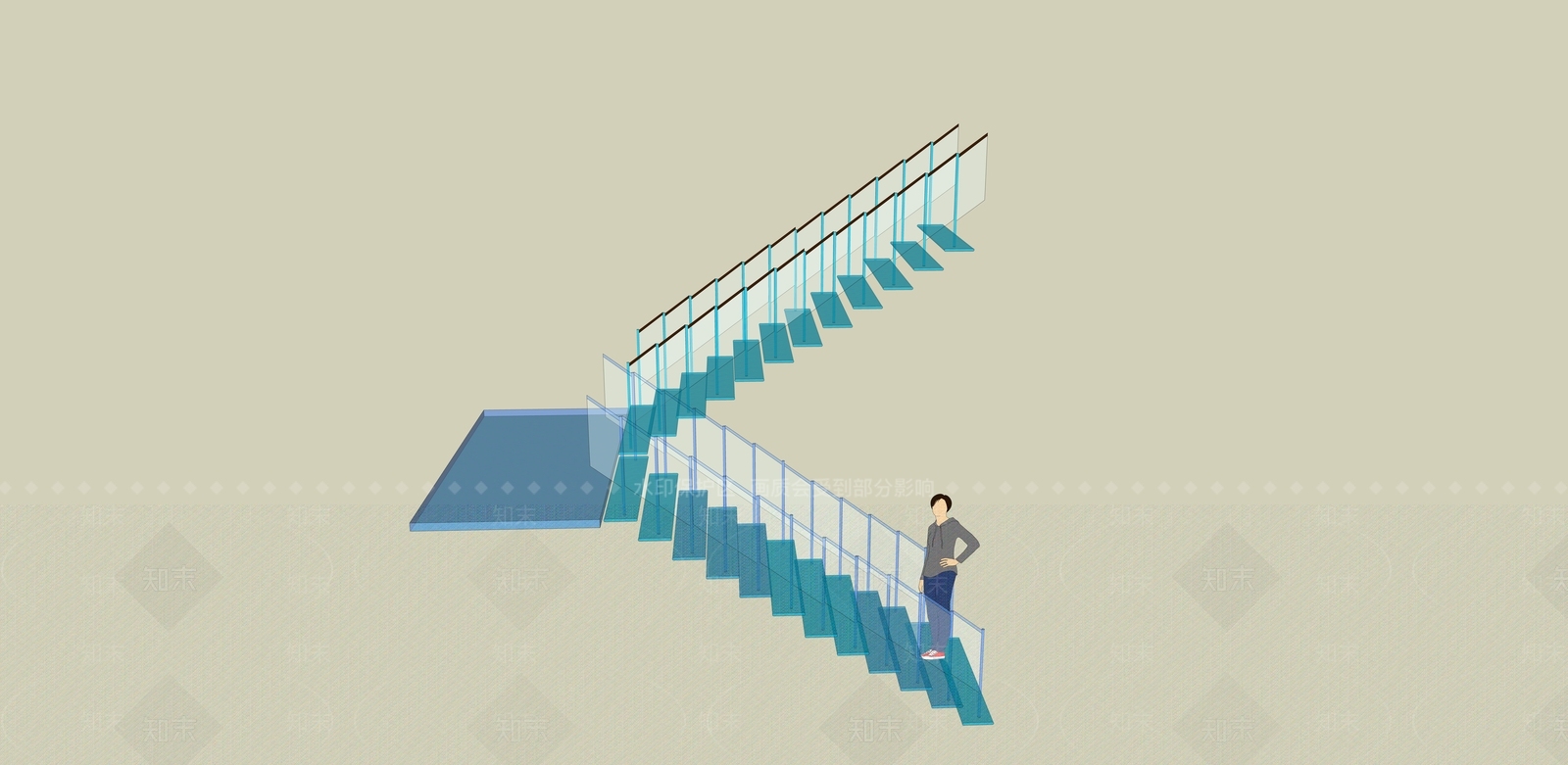 现代玻璃楼梯SU模型下载【ID:357964794】