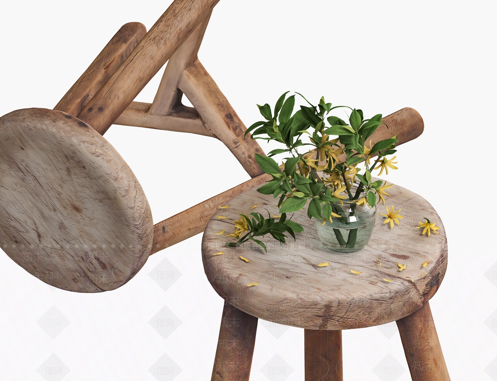 中式复古风板凳3D模型下载【ID:357992355】