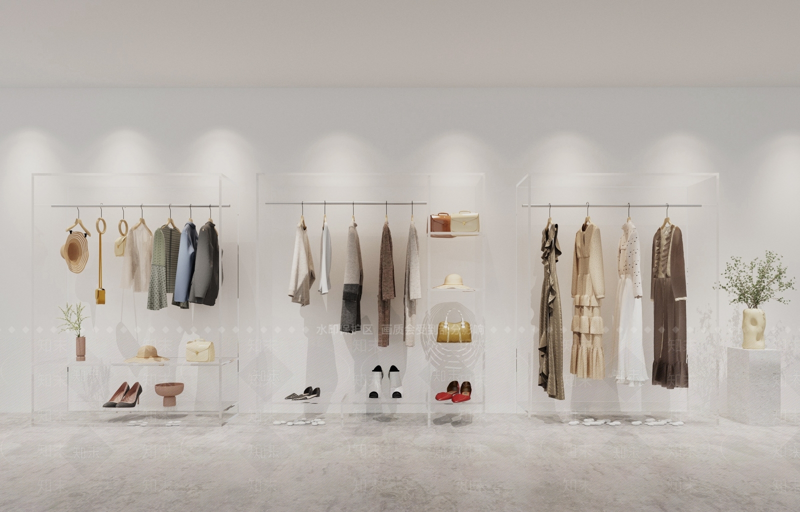 现代服装店货架3D模型下载【ID:558002308】