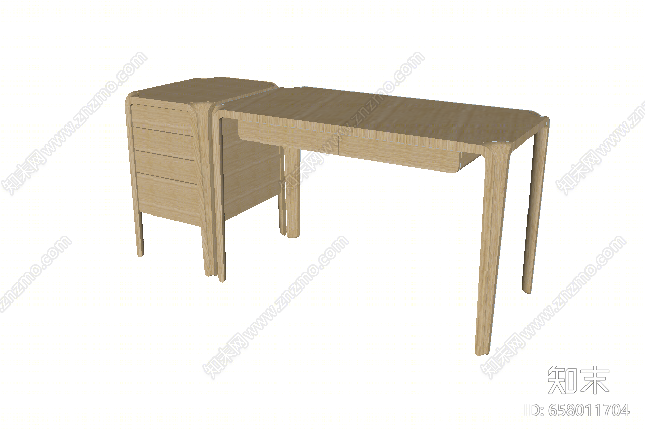 现代风格书桌SU模型下载【ID:658011704】