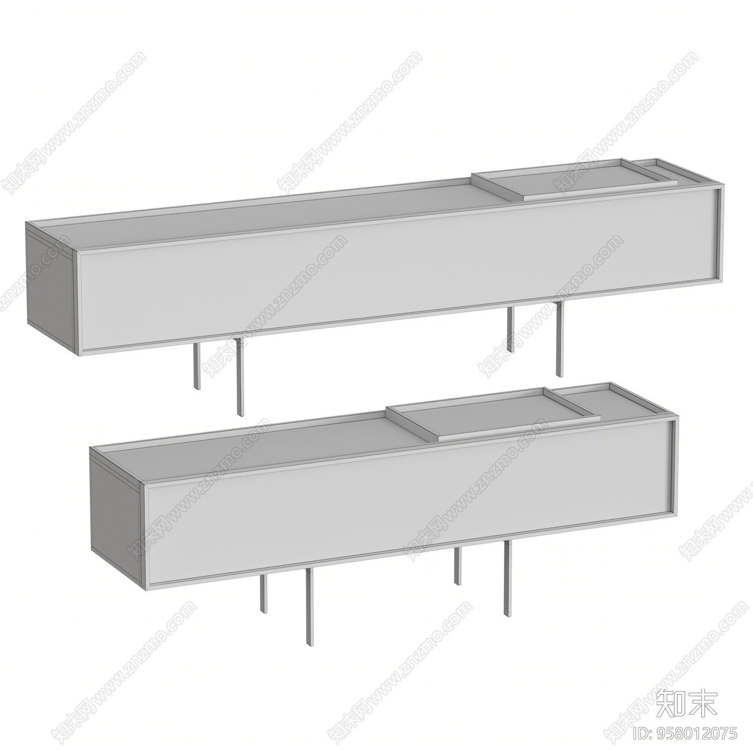 现代木质电视柜3D模型下载【ID:958012075】