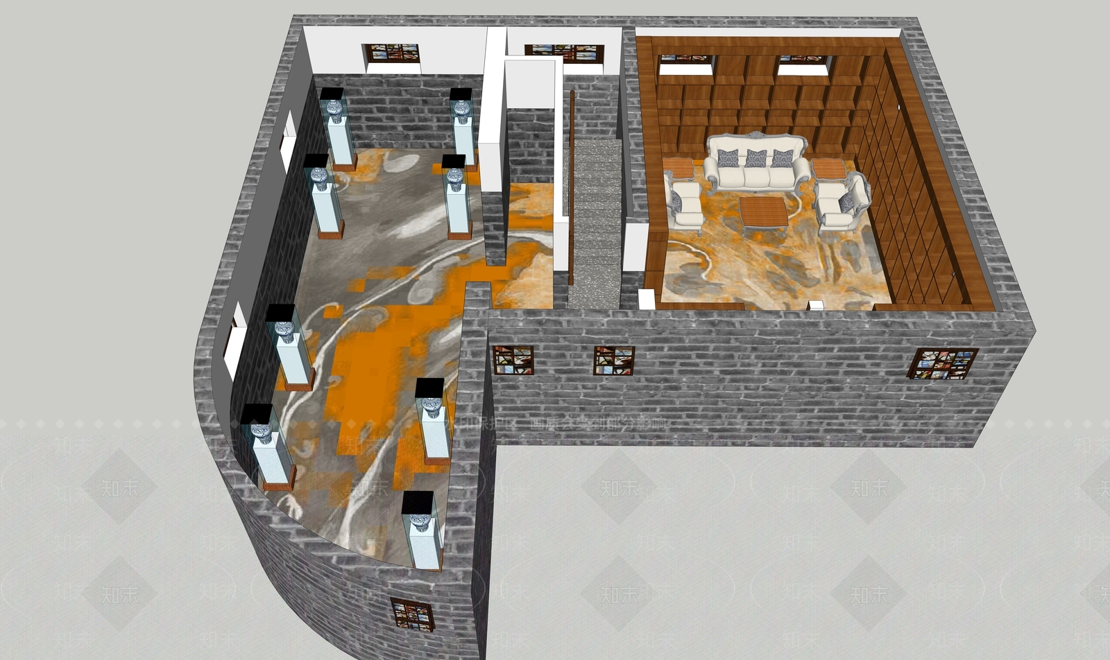 中式展厅SU模型下载【ID:258014446】
