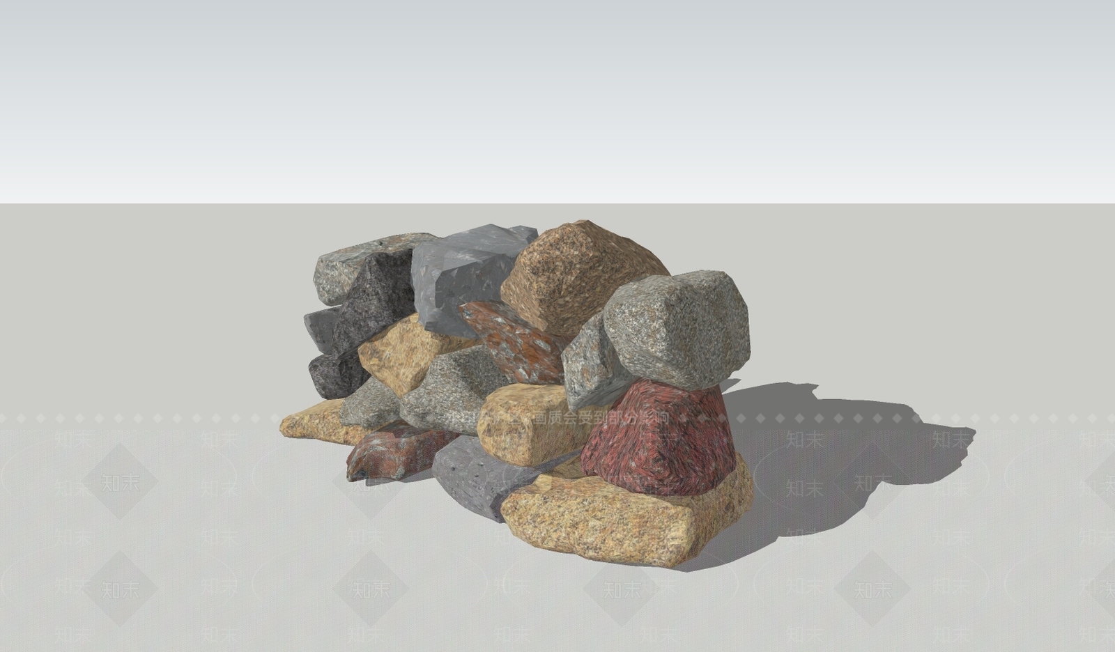 现代风格石块堆SU模型下载【ID:858015749】