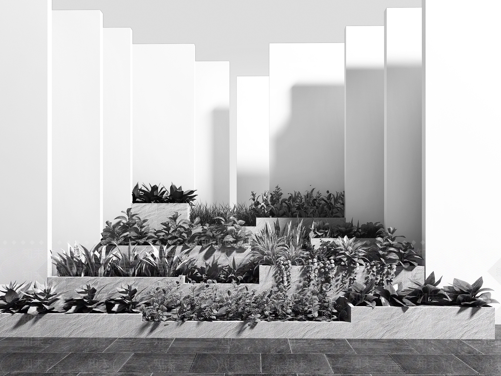 现代植物景观3D模型下载【ID:658024755】
