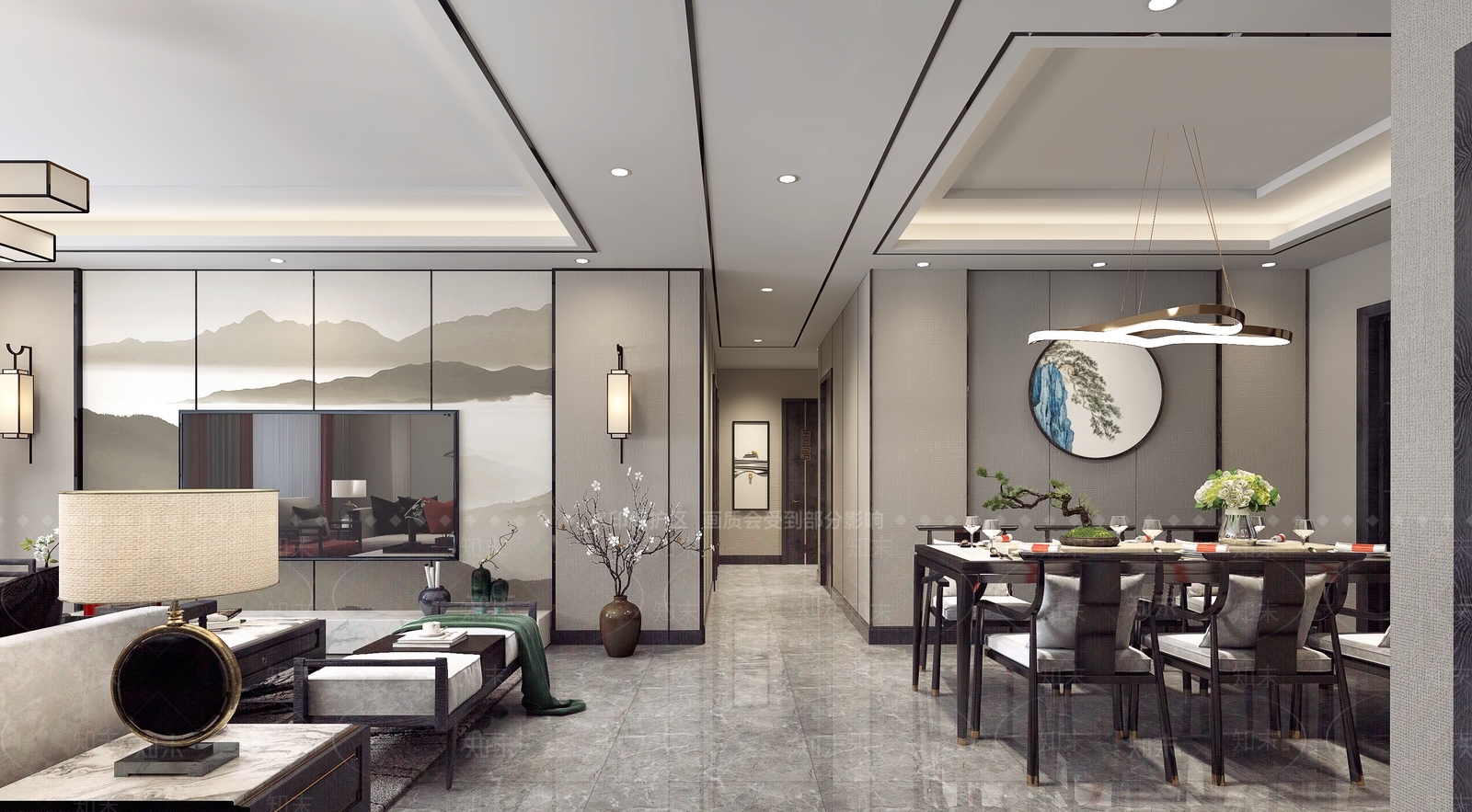 新中式家具组合3D模型下载【ID:858084383】