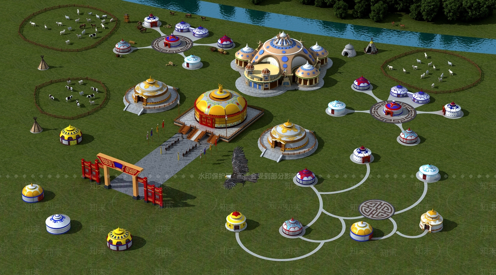 现代蒙古包3D模型下载【ID:558095435】