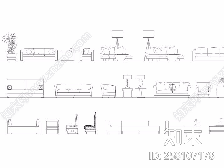 HBA-全套家装平立面图块施工图下载【ID:258107178】