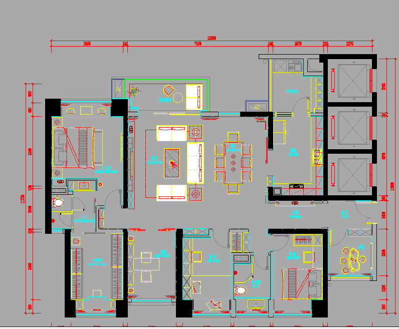 现代风格全套施工图cad施工图下载【ID:558111574】