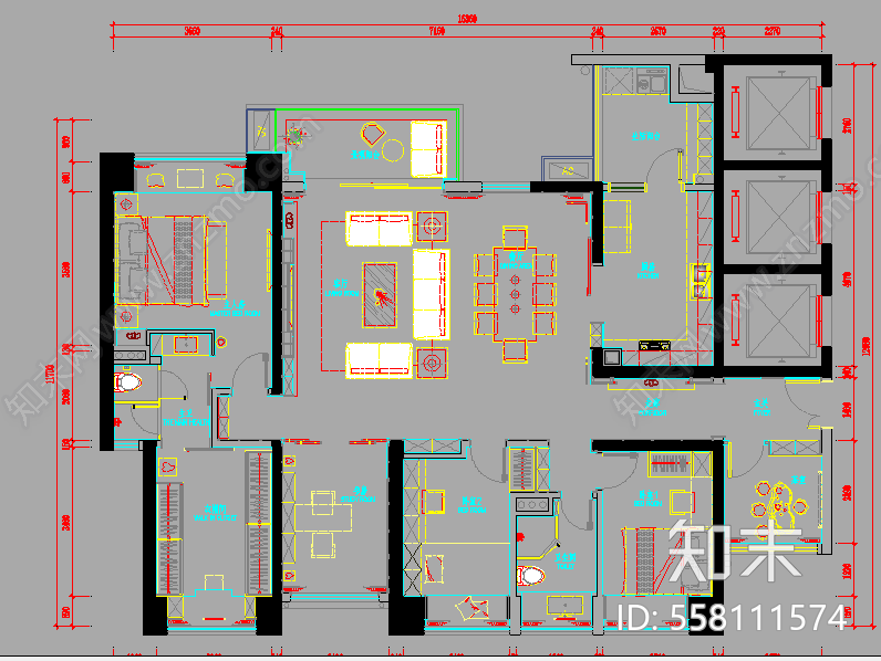 现代风格全套施工图cad施工图下载【ID:558111574】