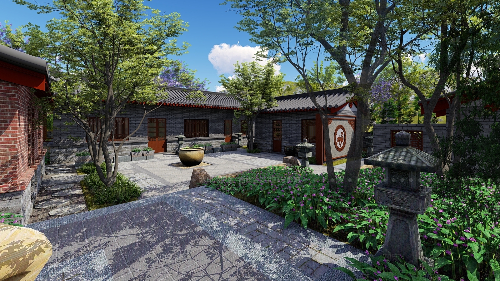 中式风格古建筑SU模型下载【ID:858147609】