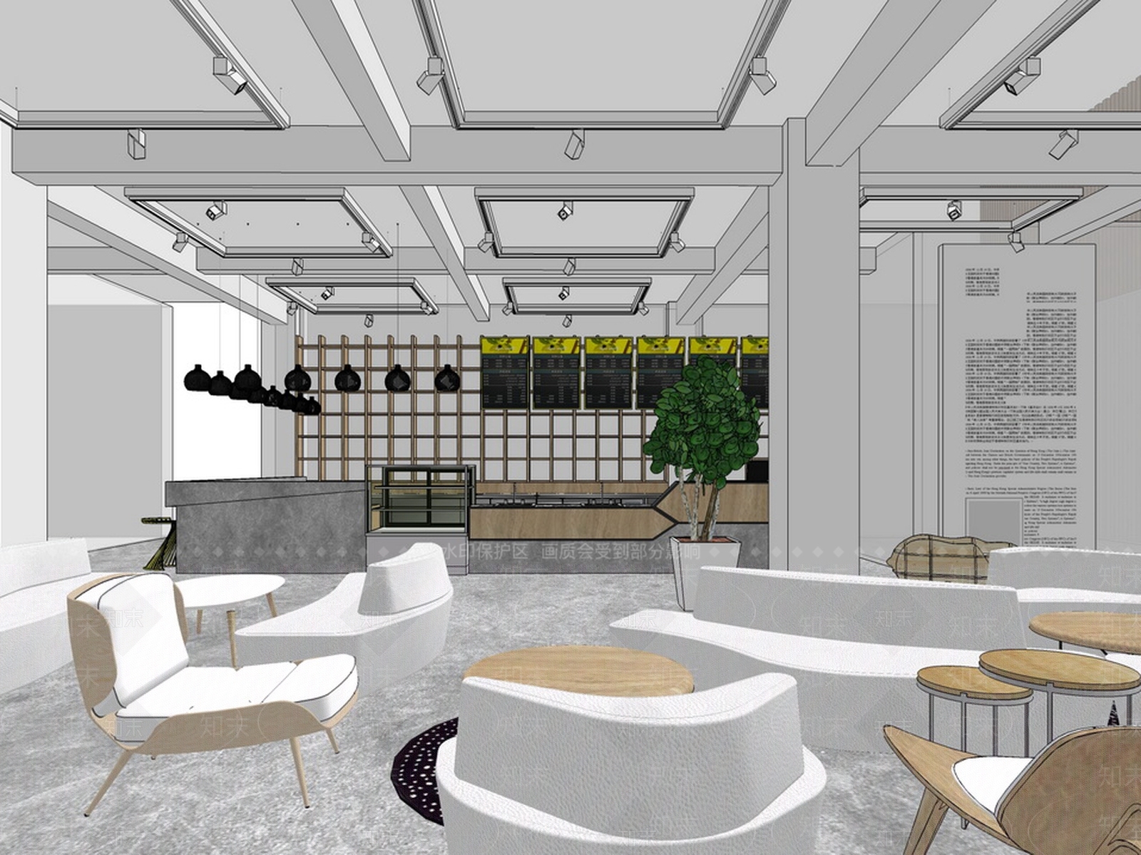 现代简约风咖啡馆SU模型下载【ID:858159687】