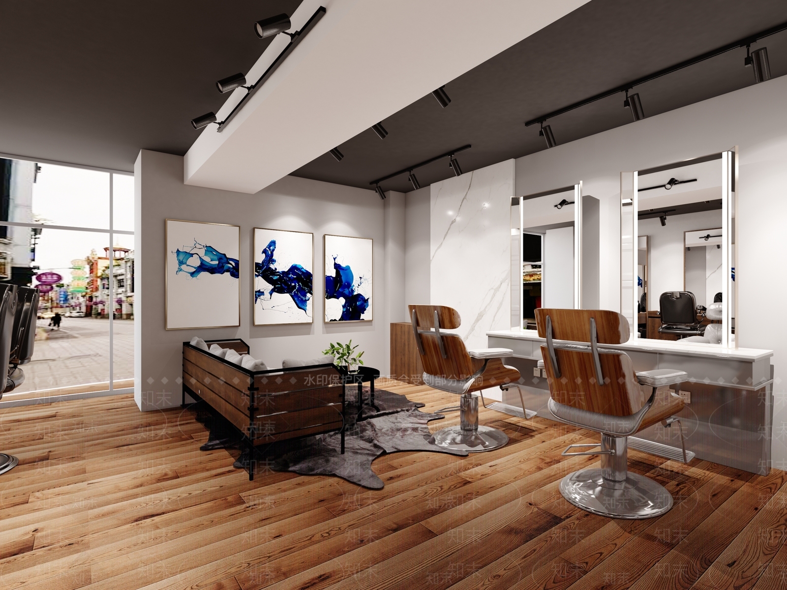 工业风理发店3D模型下载【ID:958162713】