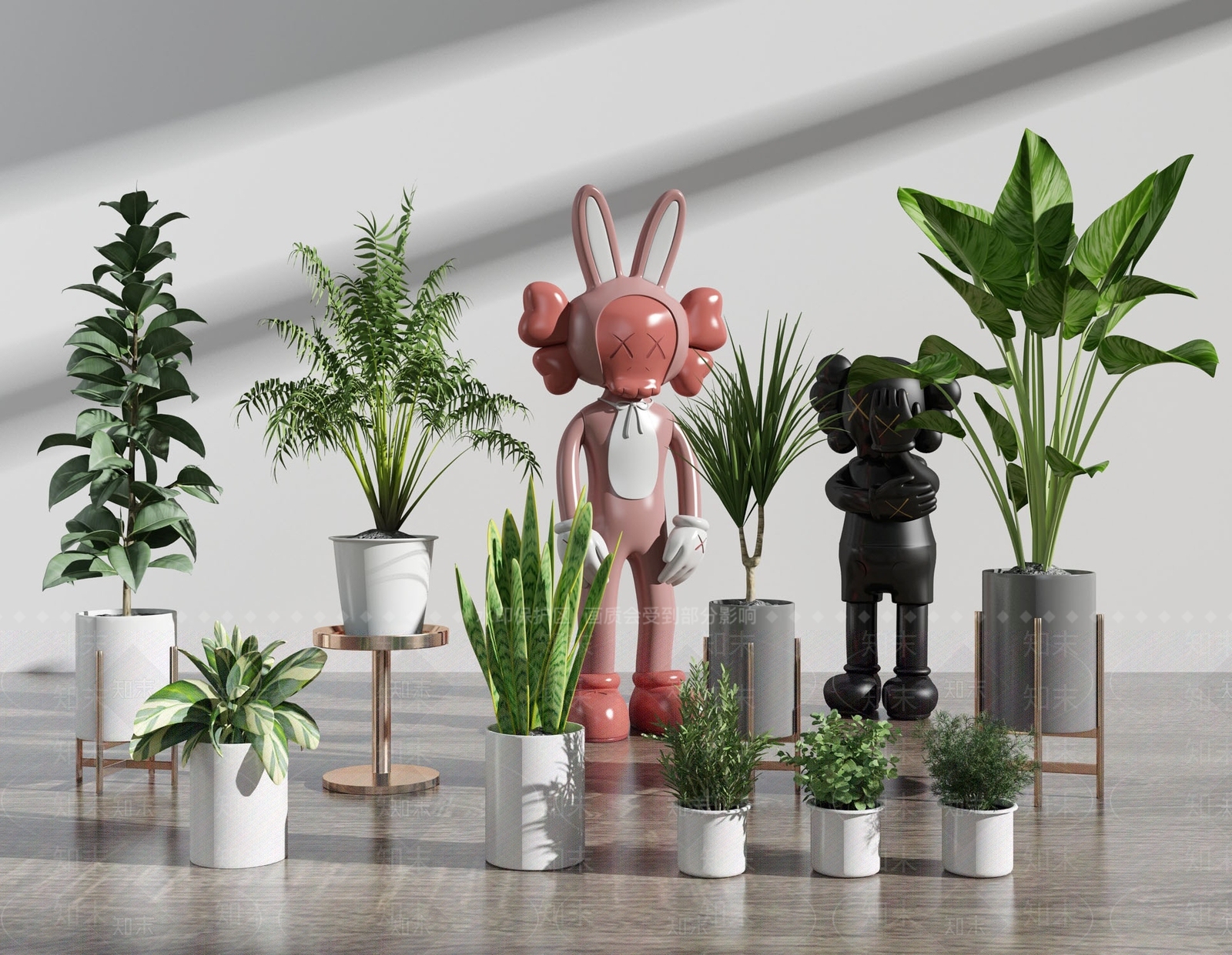 现代绿植盆栽模型3D模型下载【ID:358166826】