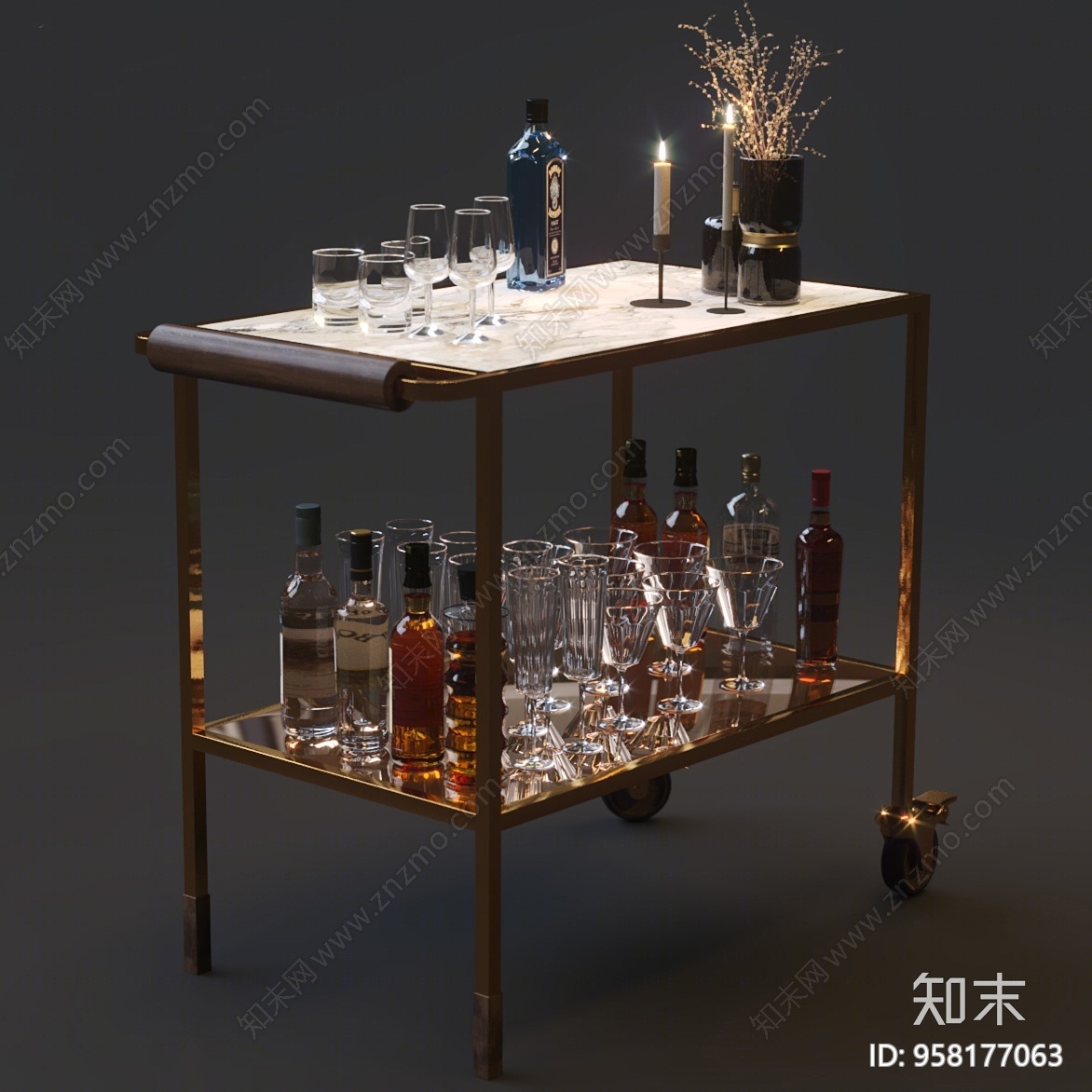 现代双层酒架3D模型下载【ID:958177063】