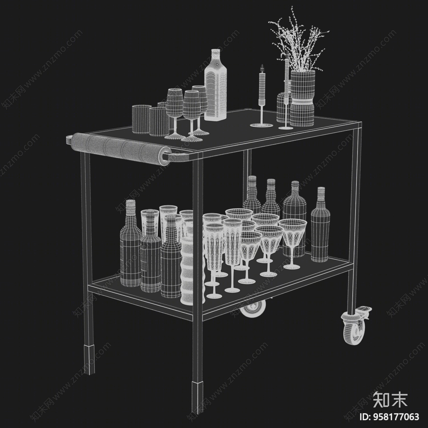 现代双层酒架3D模型下载【ID:958177063】