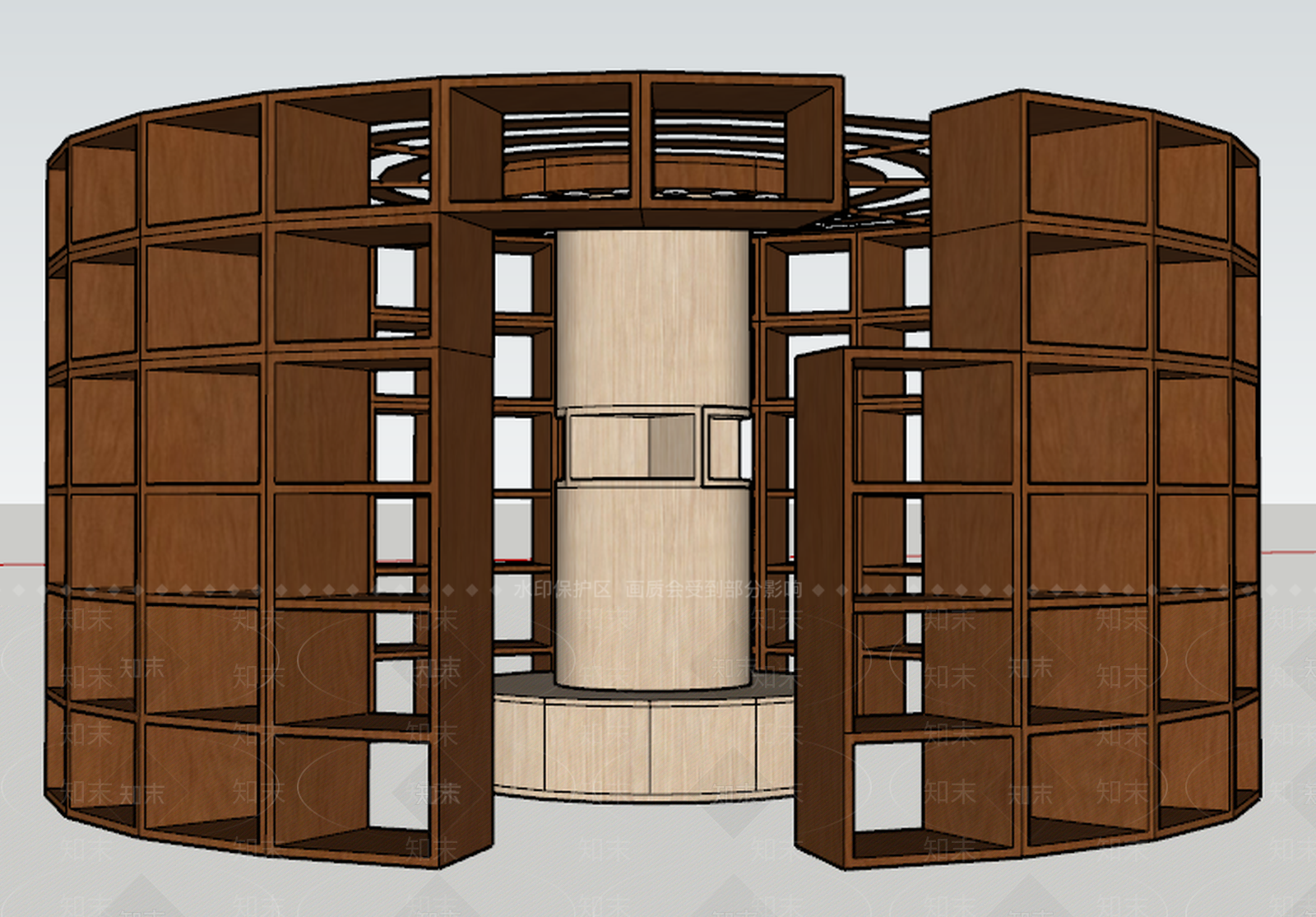 现代风格圆形书架SU模型下载【ID:758178076】