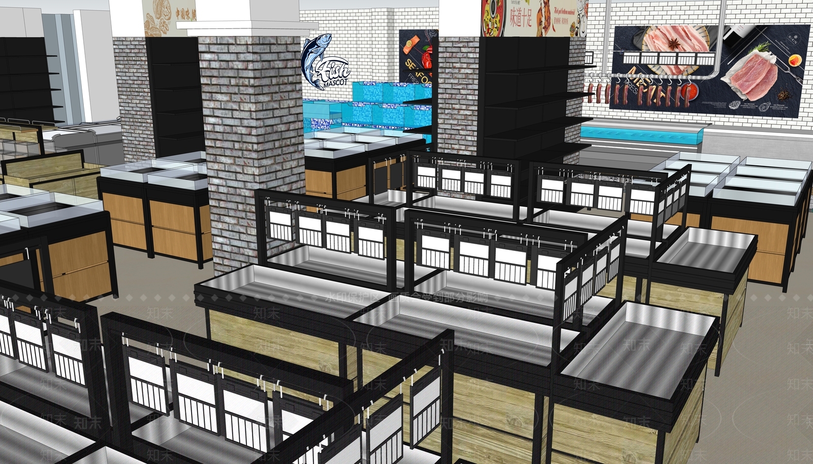 工业风格超市SU模型下载【ID:858180317】