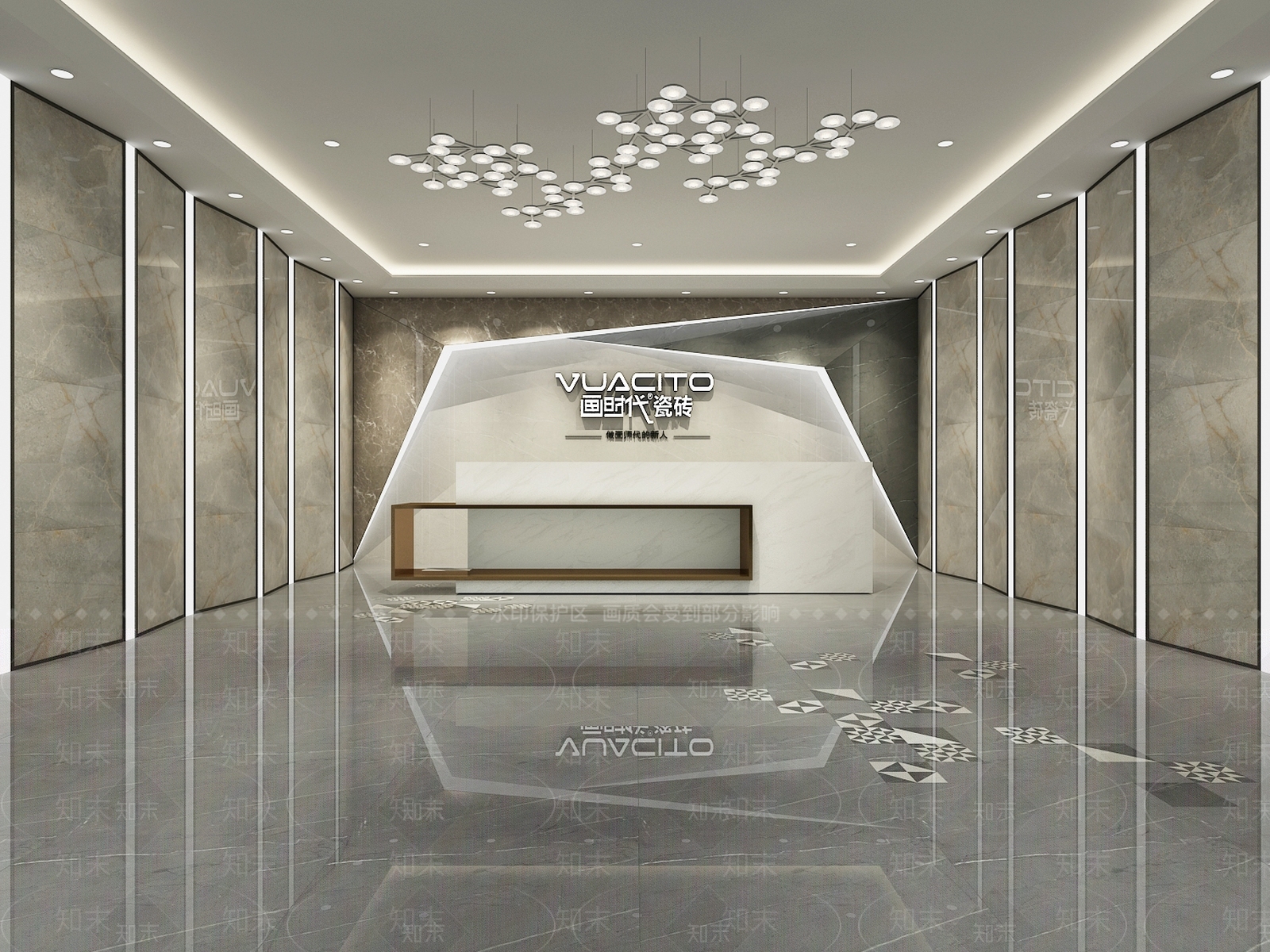 现代陶瓷展厅前台3D模型下载【ID:558190845】