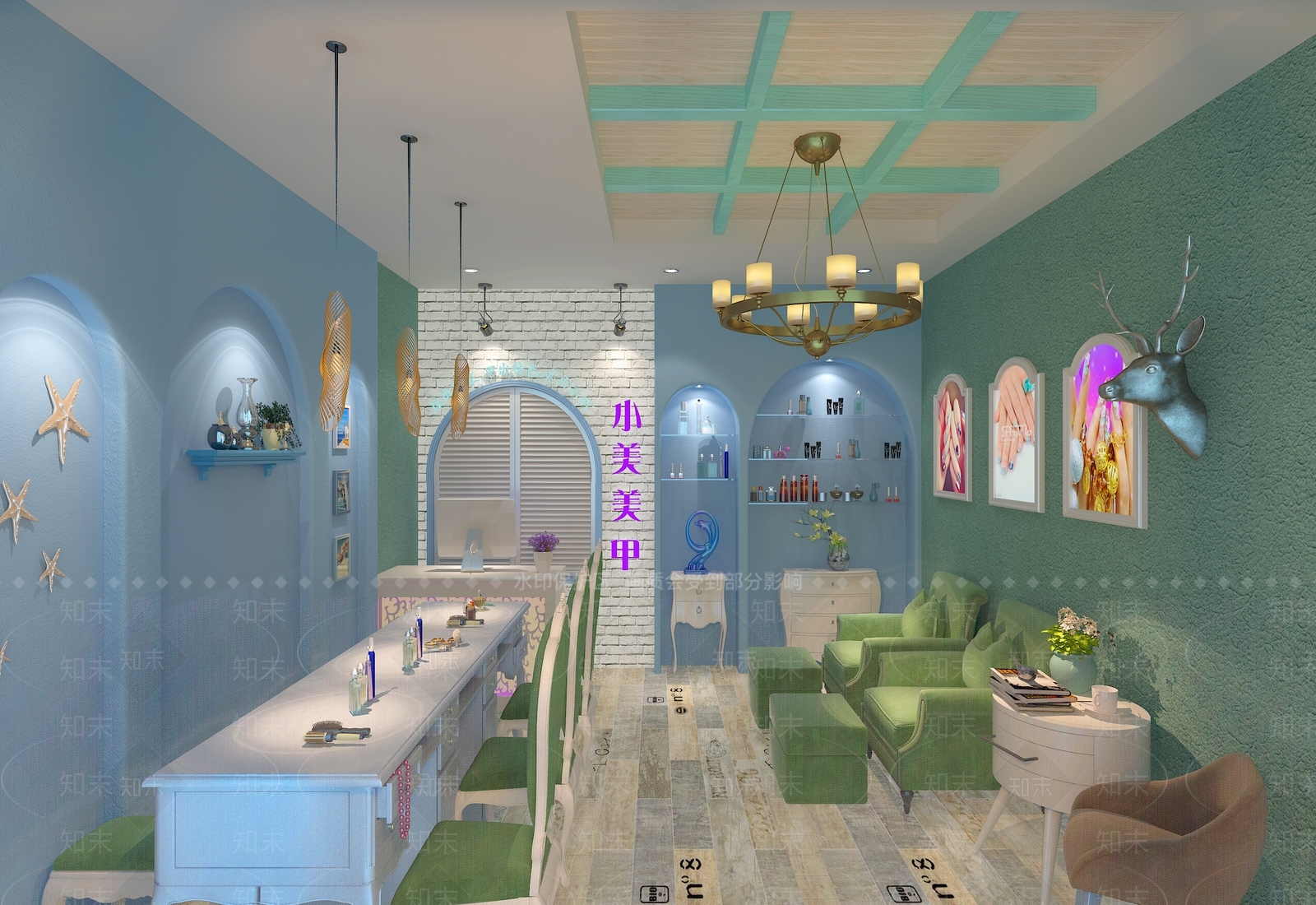 地中海混搭美甲店3D模型下载【ID:258192047】