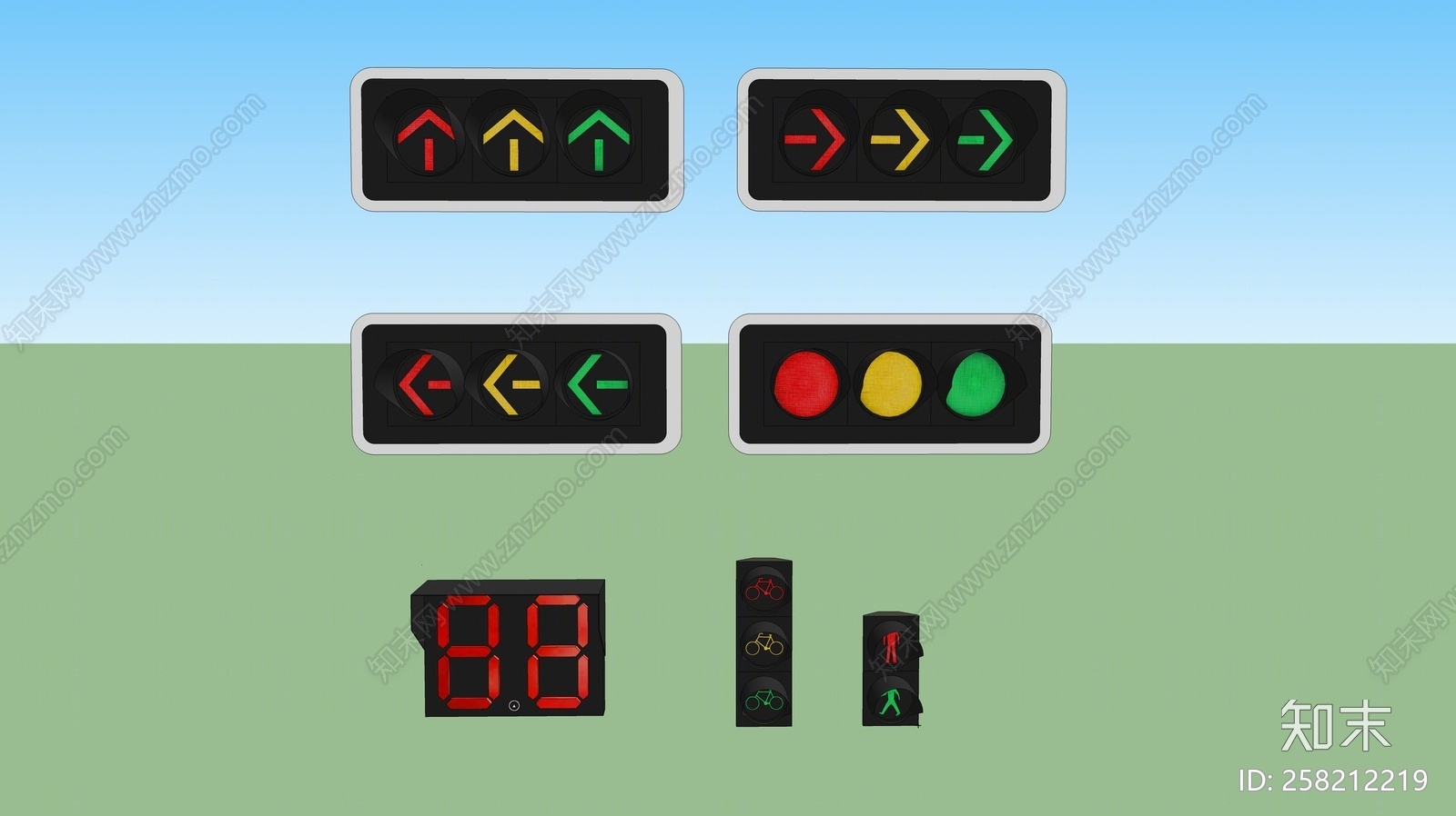 现代风格交通信号灯SU模型下载【ID:258212219】