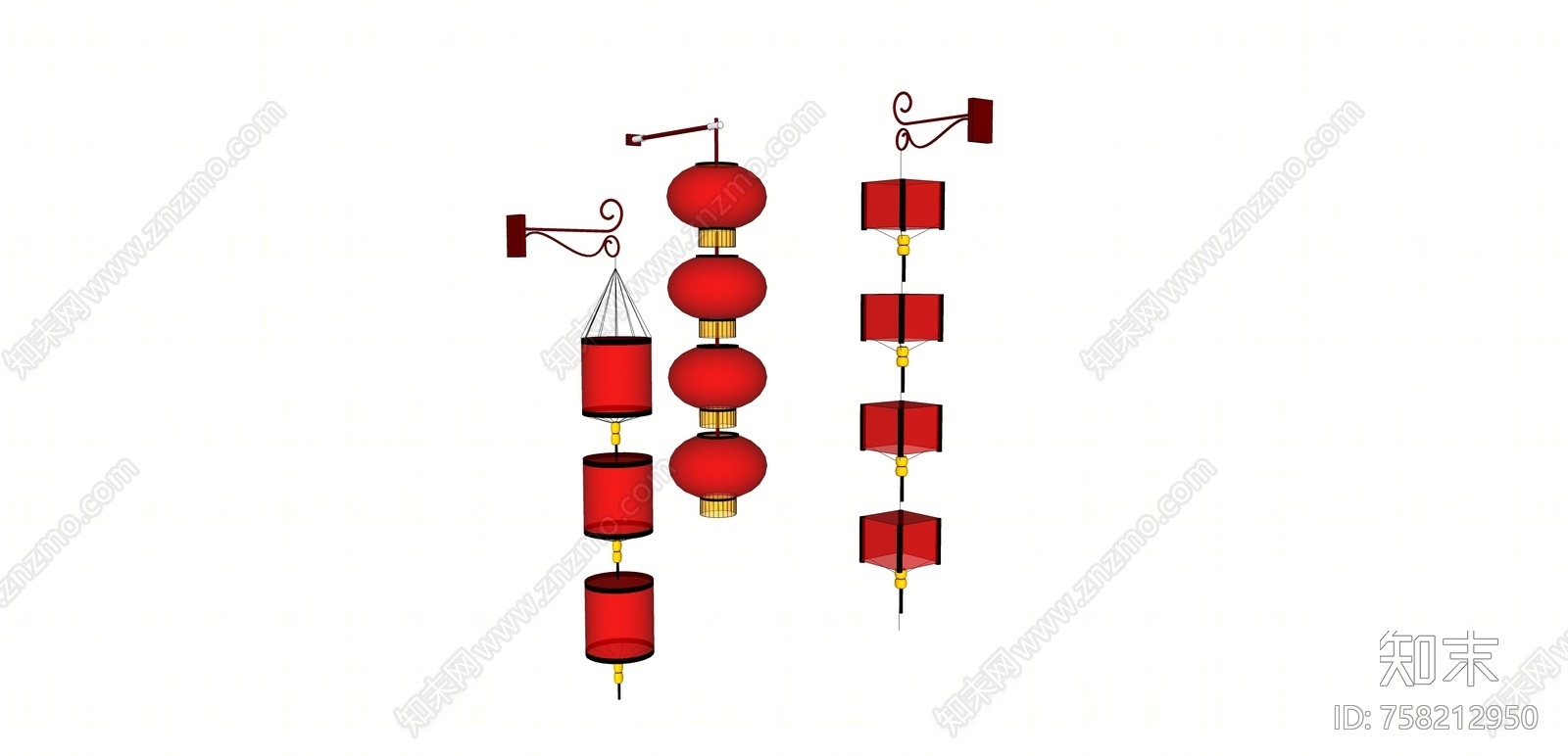 中式风格灯笼SU模型下载【ID:758212950】