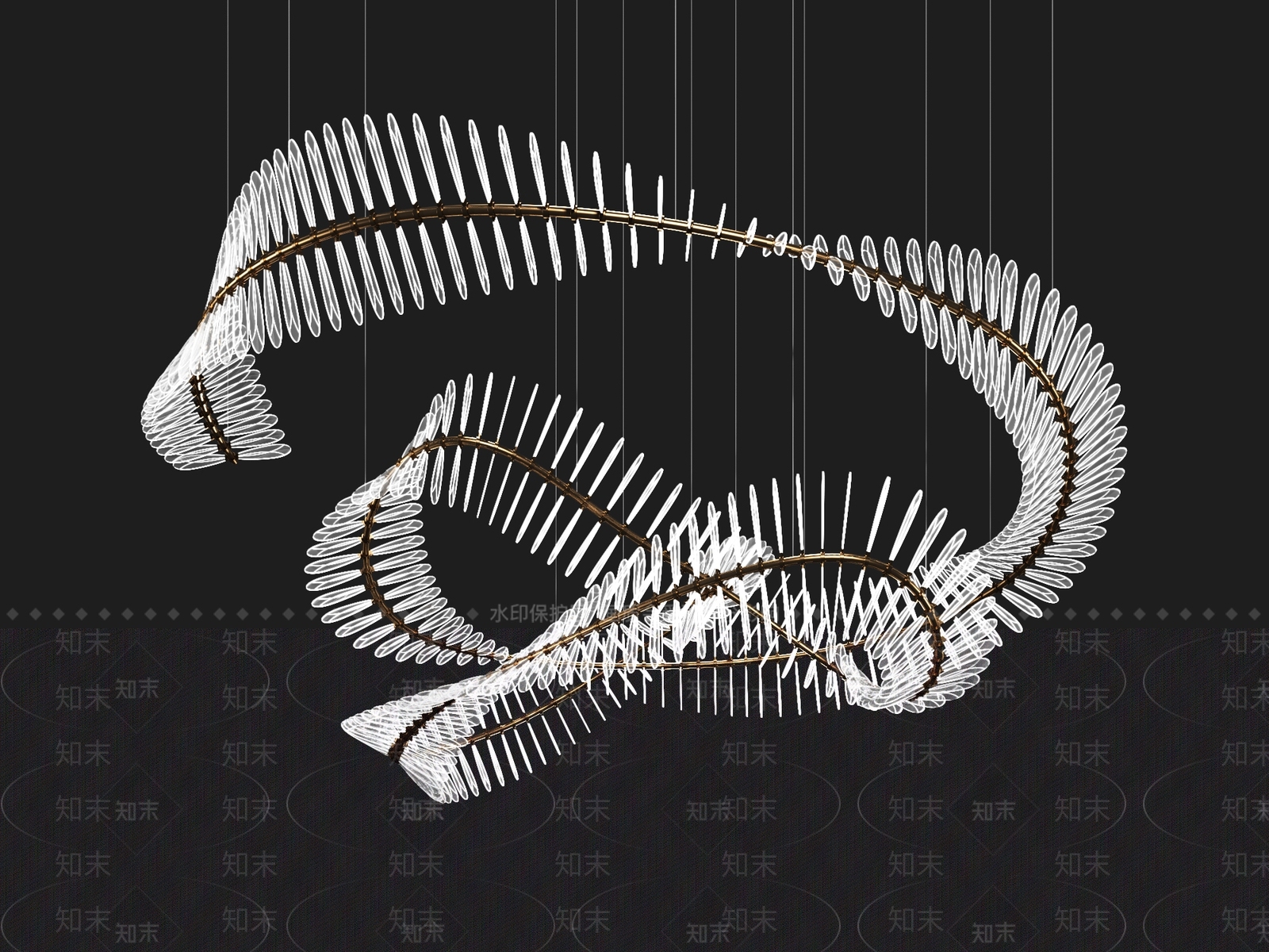 现代酒店异形吊灯3D模型下载【ID:558248827】