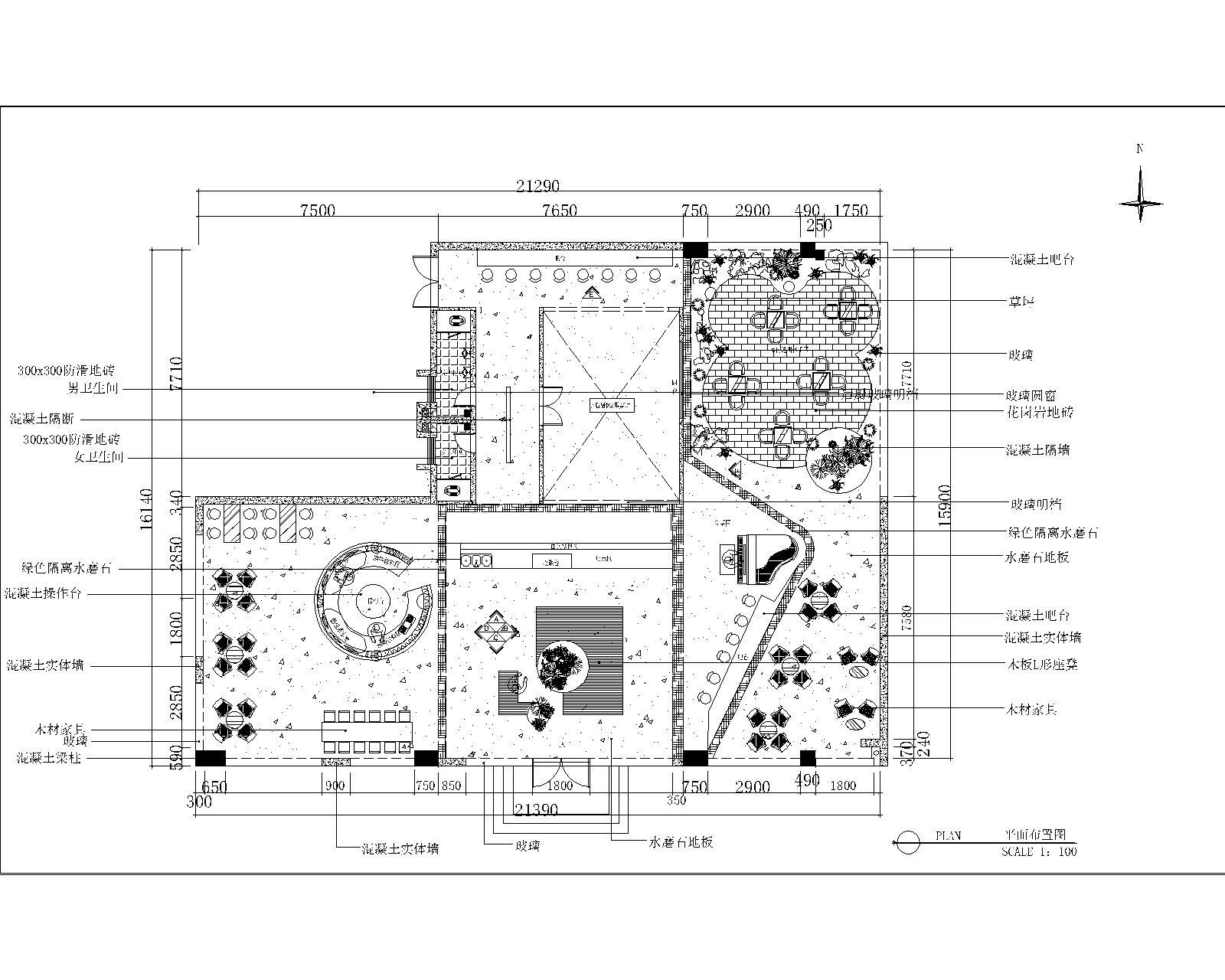 北欧风带景观咖啡厅cad施工图下载【ID:758256446】