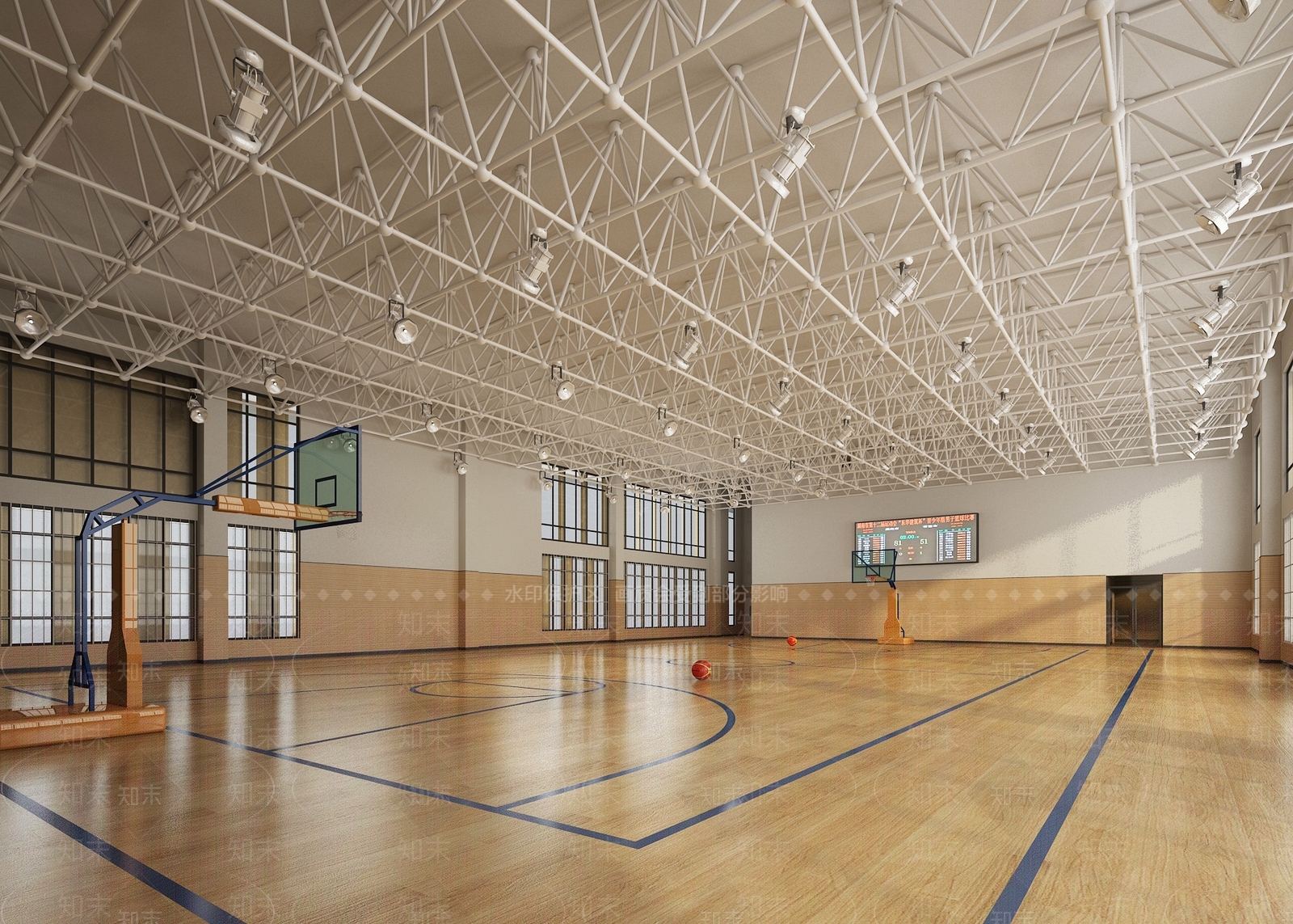 现代篮球体育馆3D模型下载【ID:358261030】