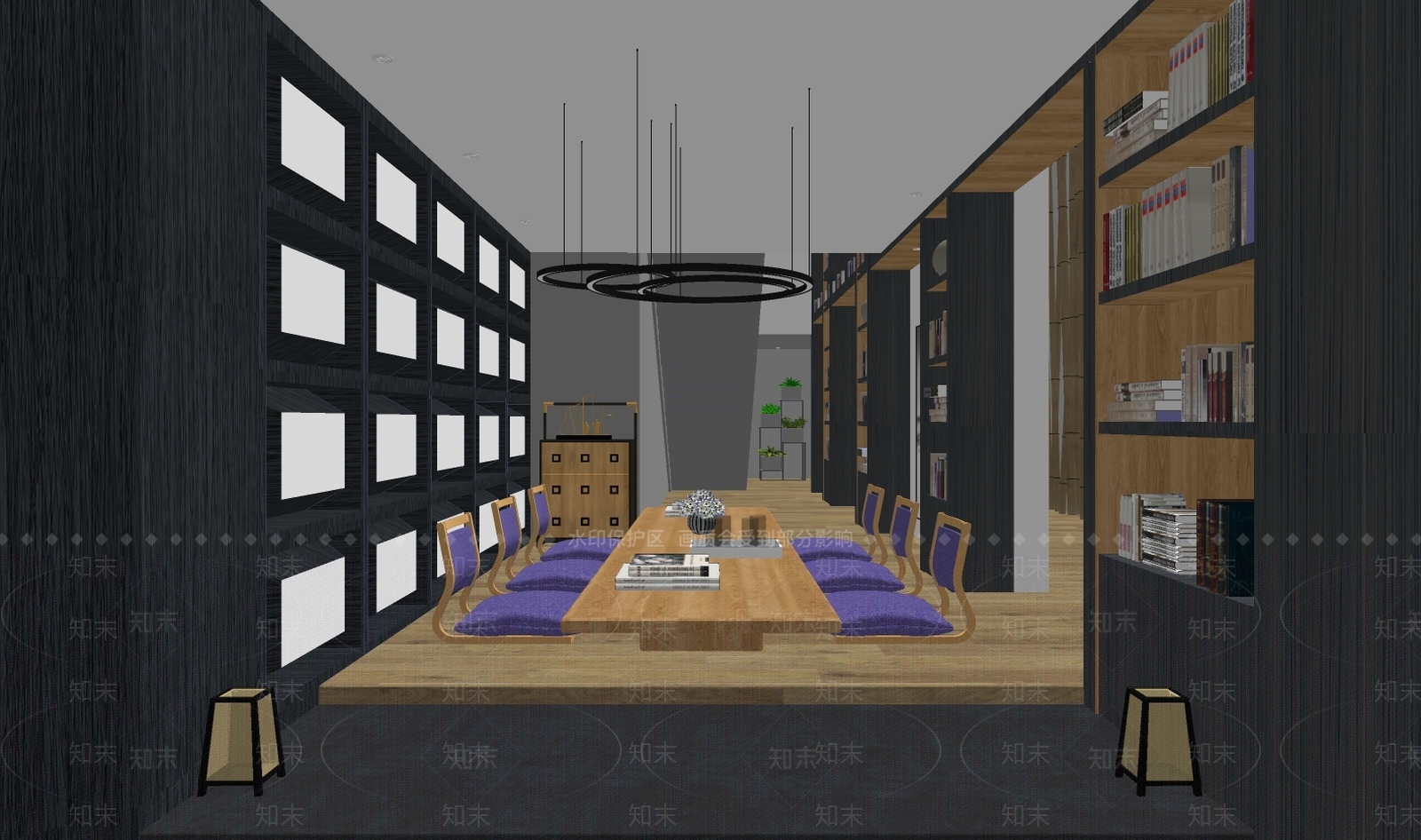 现代风格书吧SU模型下载【ID:558269797】