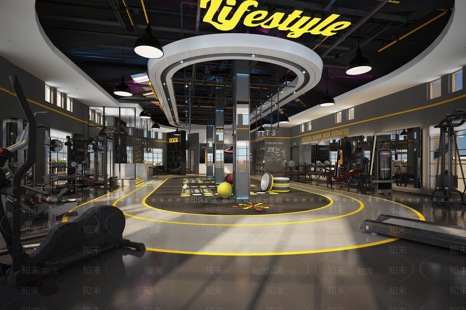 工业风健身会所3D模型下载【ID:958284637】