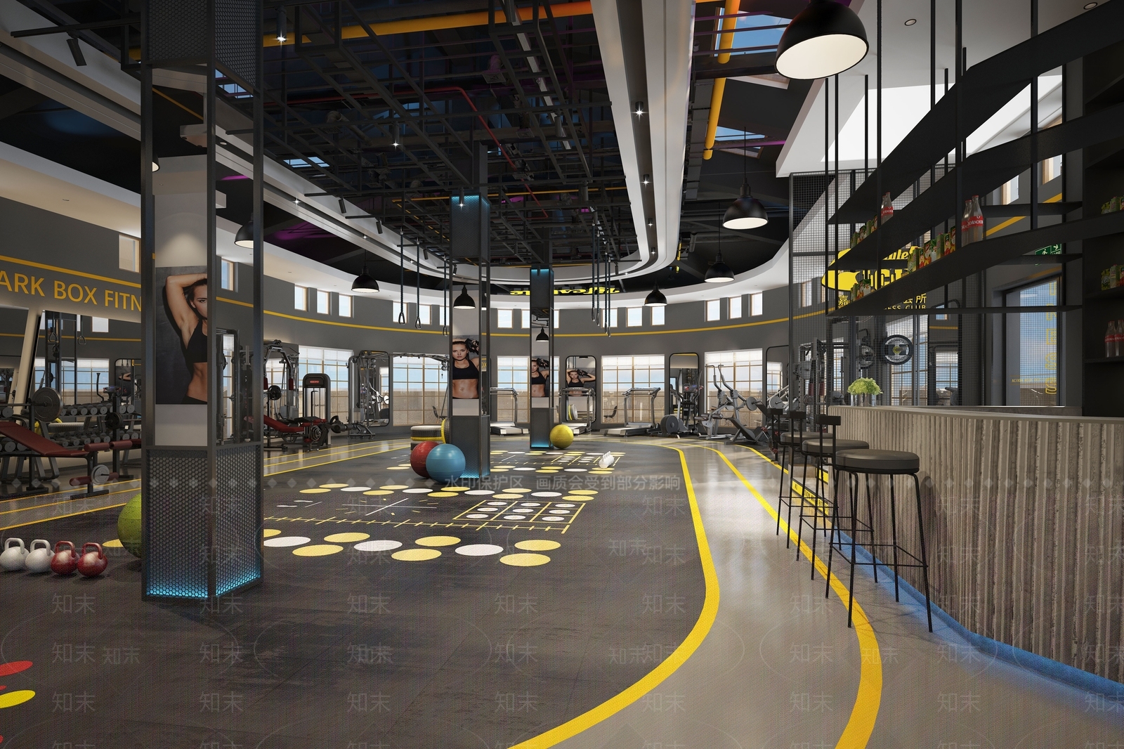 工业风健身会所3D模型下载【ID:958284637】