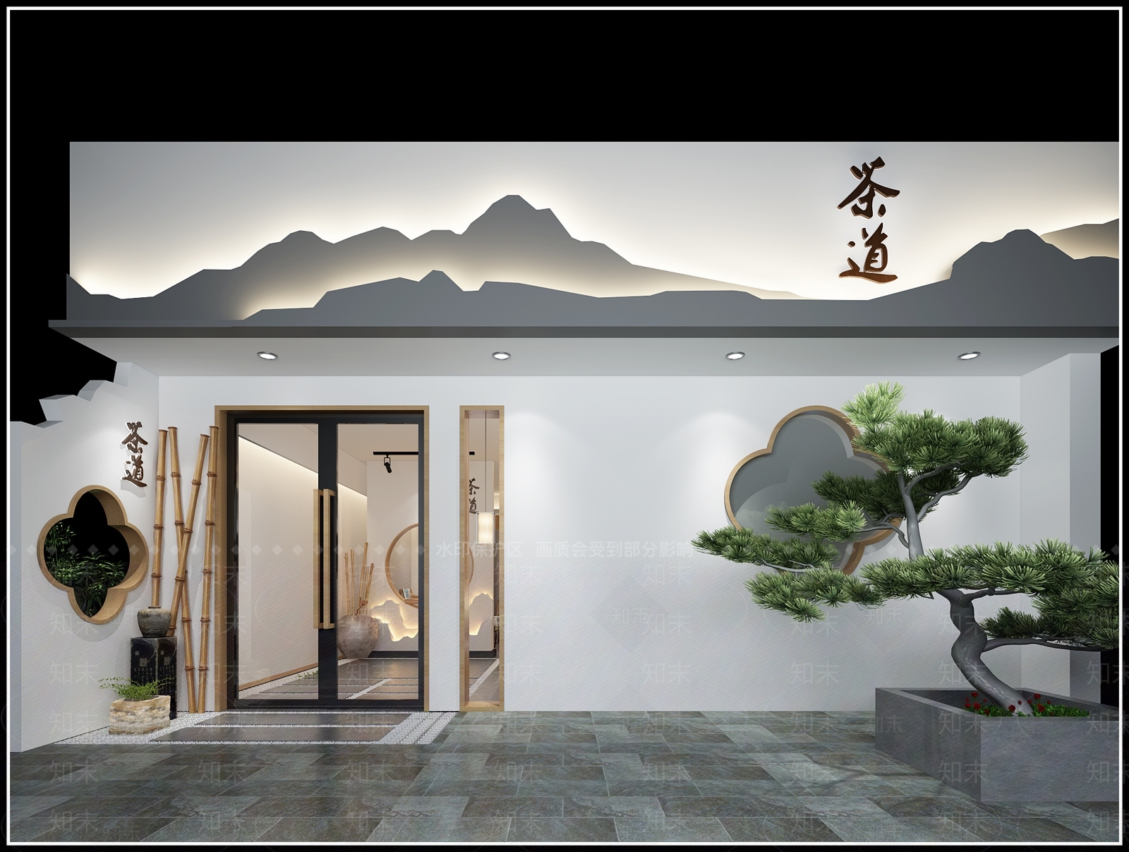 新中式茶室门头3D模型下载【ID:958293595】