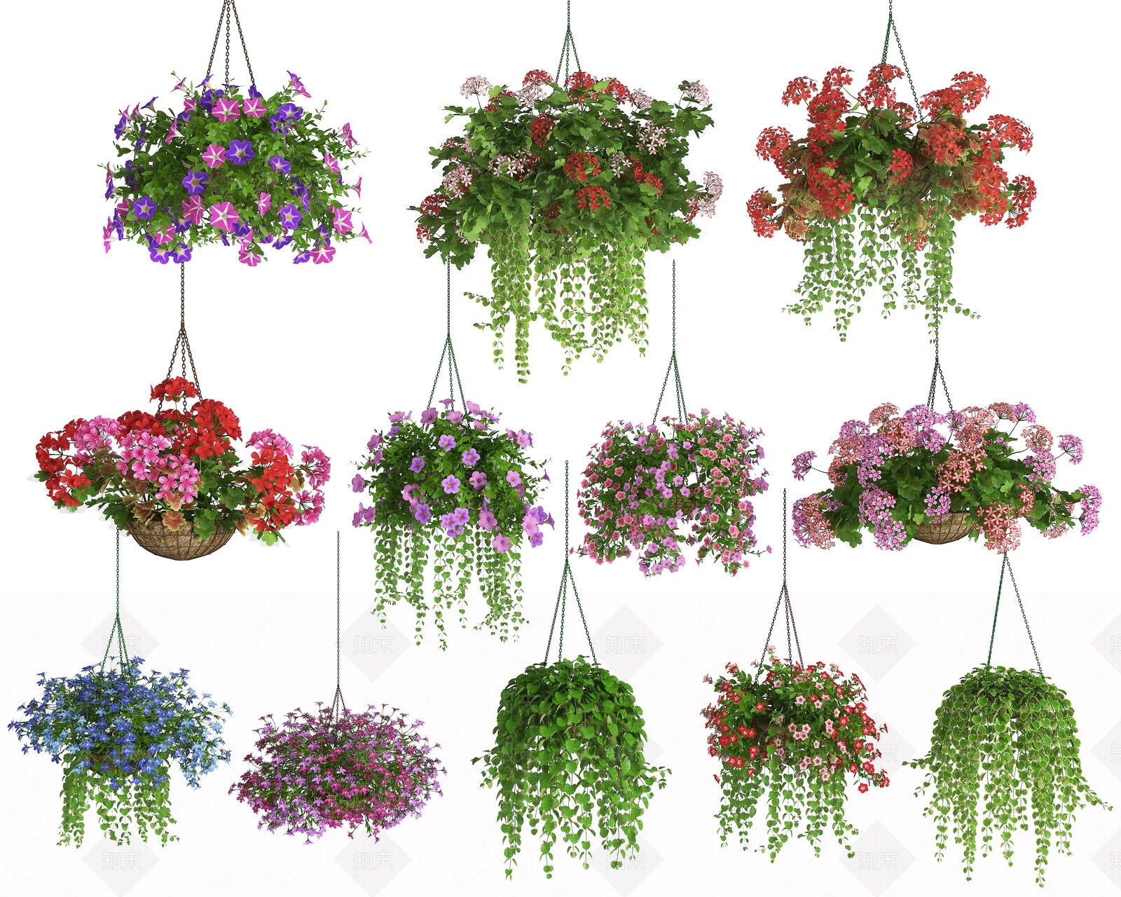 现代鲜花吊篮3D模型下载【ID:258300588】