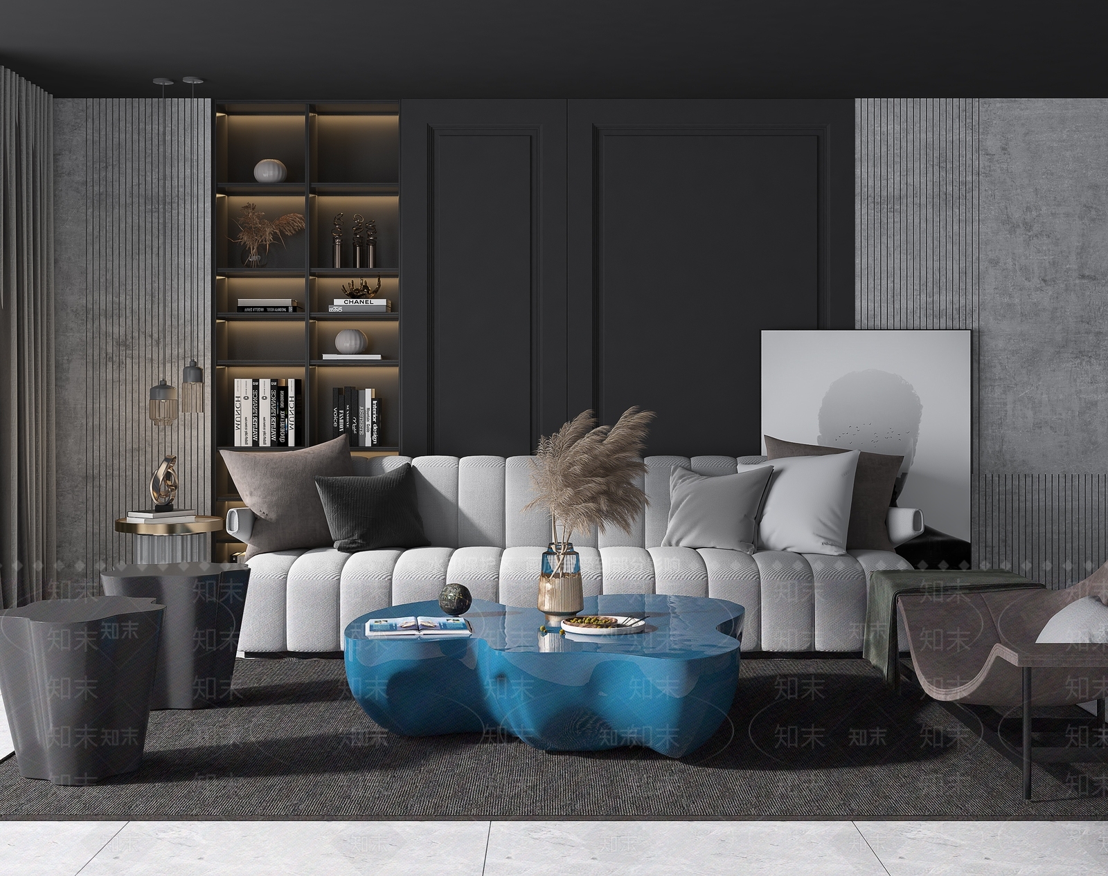 现代沙发茶几组合3D模型下载【ID:658313580】