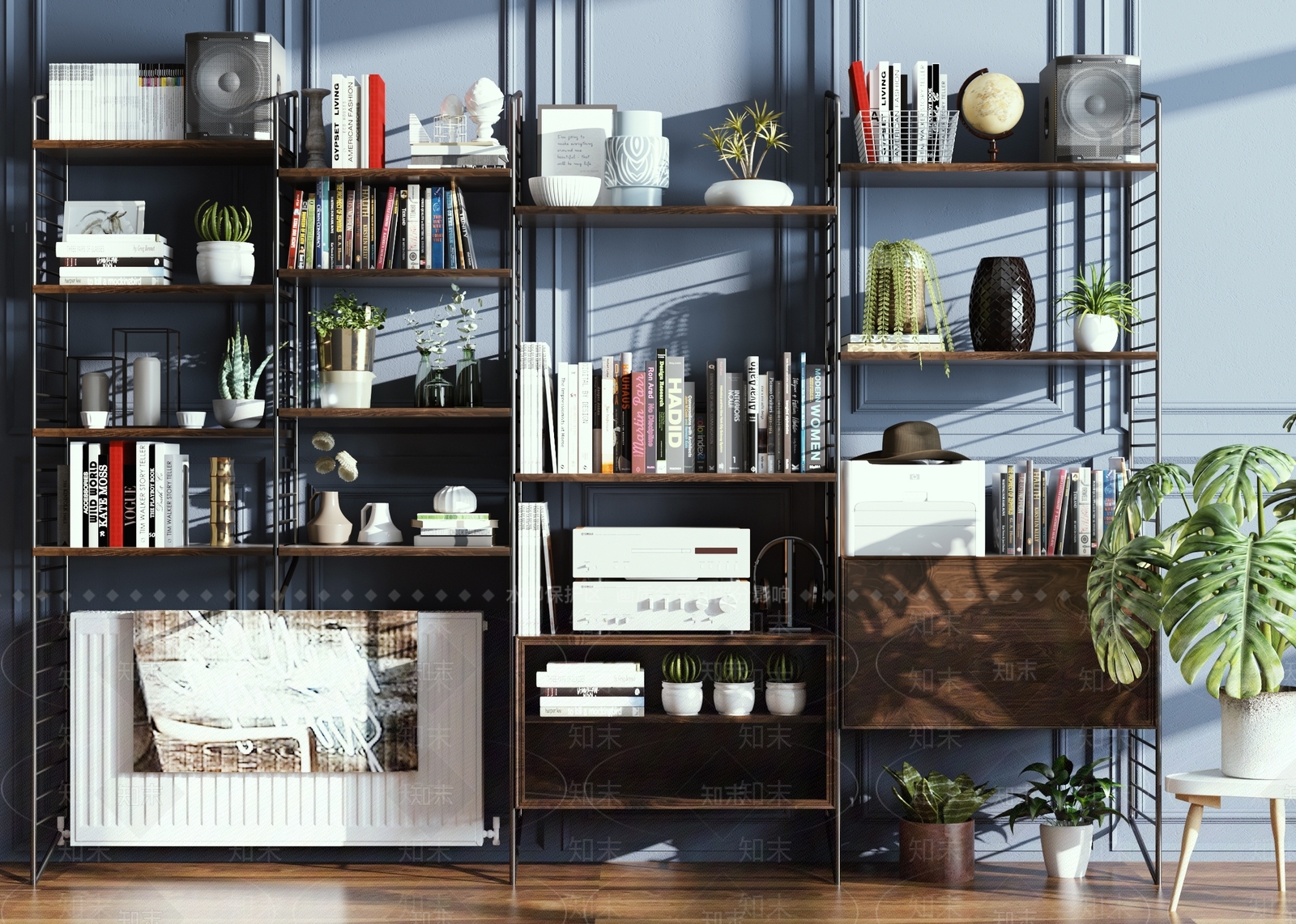 工业风铁艺书架3D模型下载【ID:458354027】