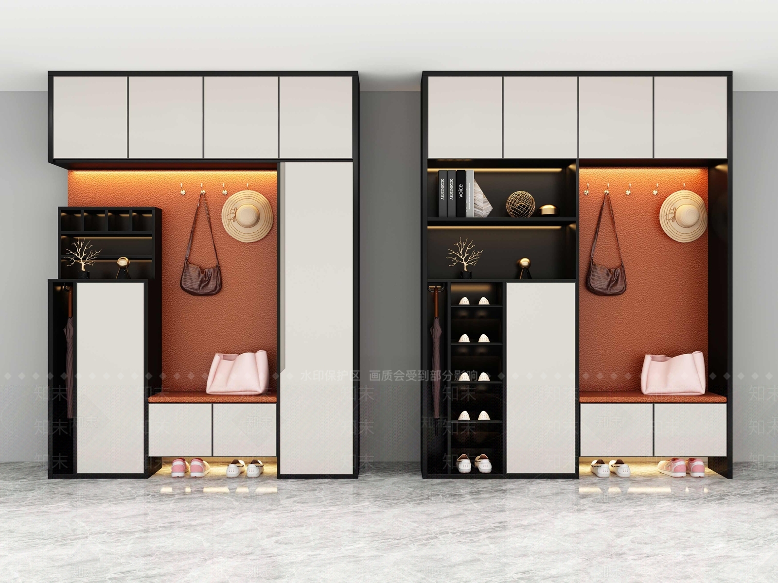 现代鞋柜模型3D模型下载【ID:958368361】