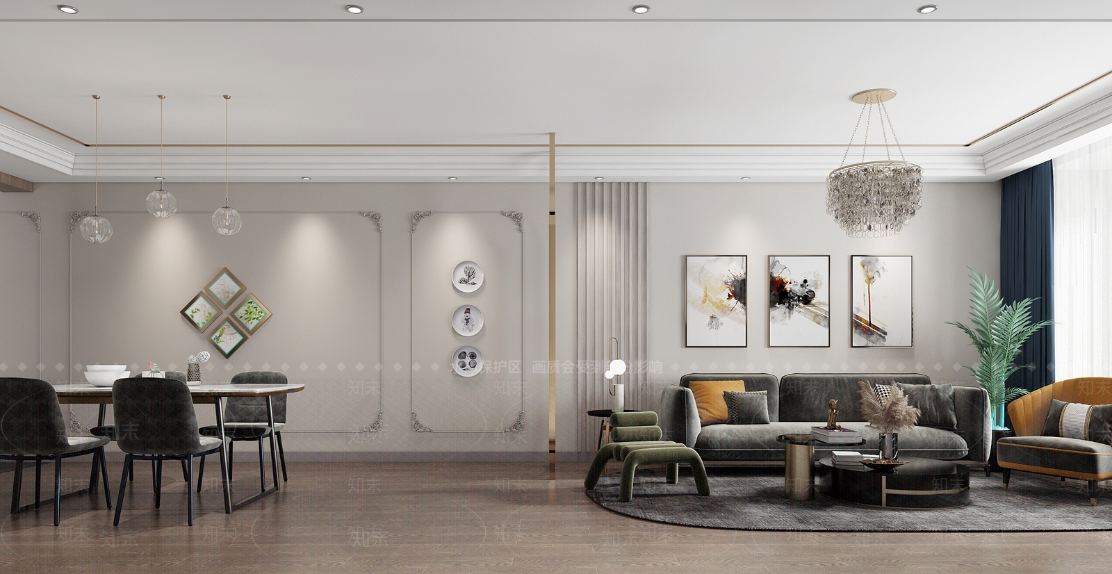 后现代港式客餐厅3D模型下载【ID:858374387】