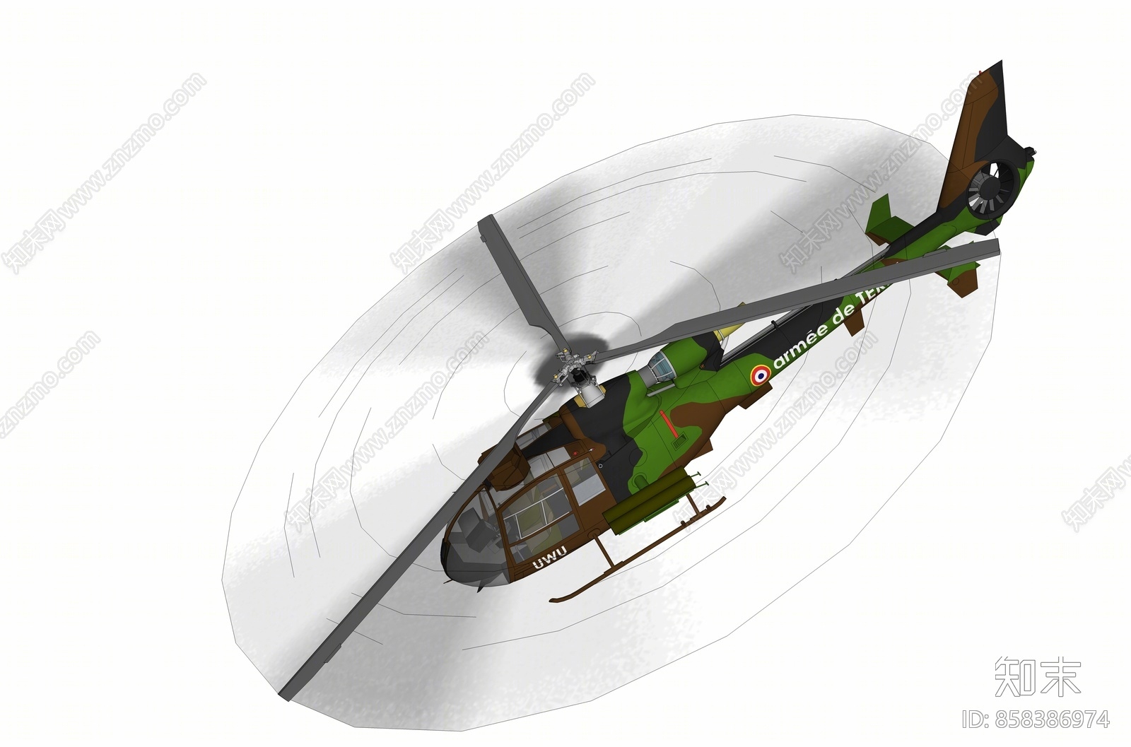 现代风格武装直升机SU模型下载【ID:858386974】