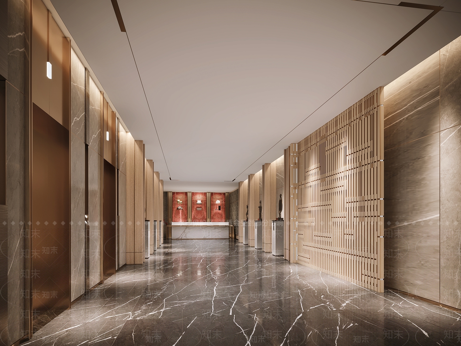 现代酒店电梯厅3D模型下载【ID:458393963】