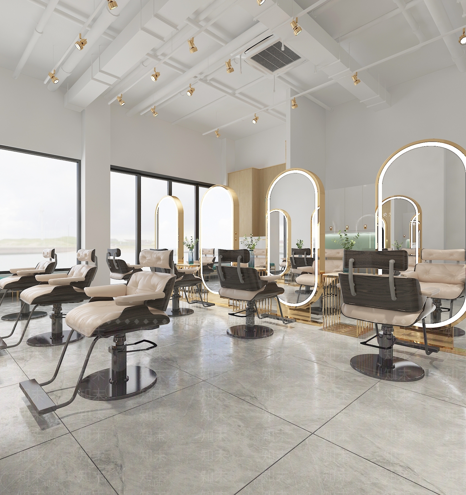 现代轻奢理发店3D模型下载【ID:958396760】