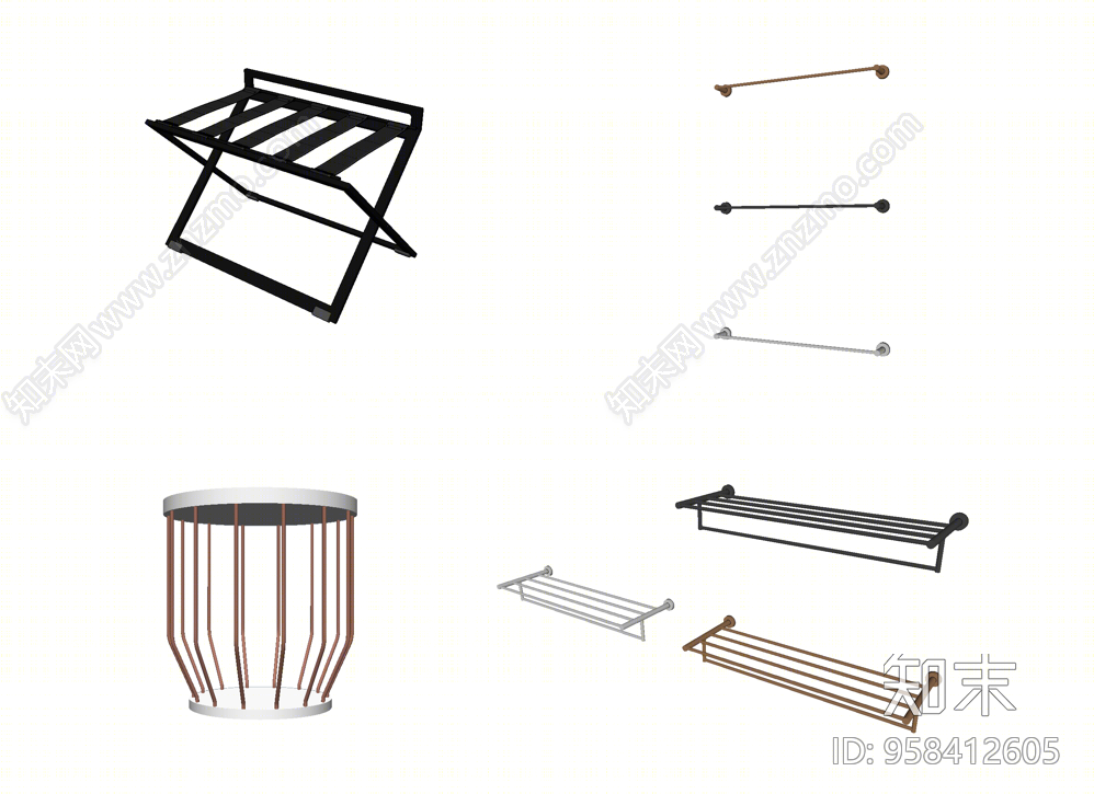 现代风格毛巾架SU模型下载【ID:958412605】