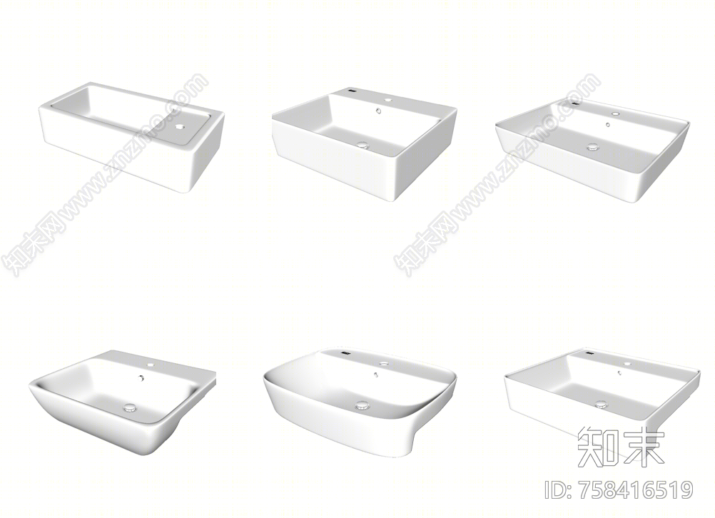 现代风格洗面盆SU模型下载【ID:758416519】